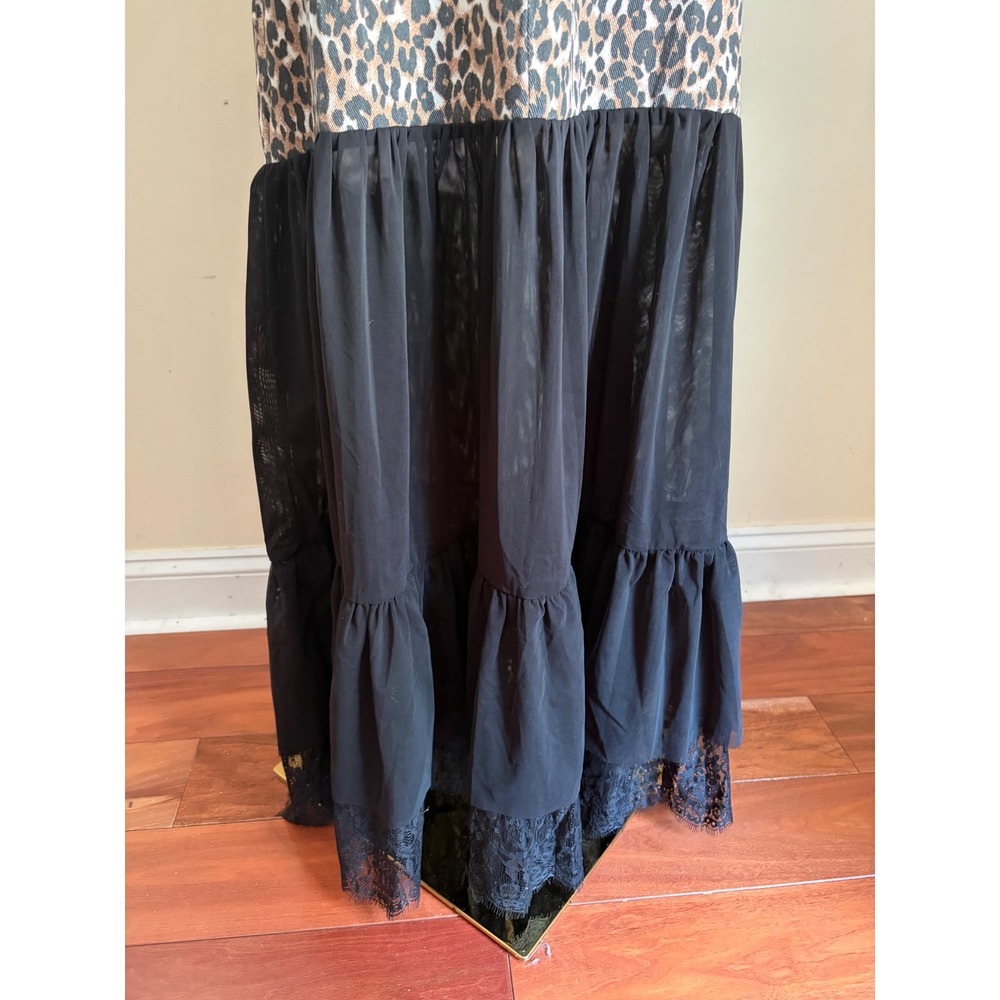 NWT Dressed in LALA Cause a Riot Leopard & Lace Maxi Skirt Mixed Media Medium - Picture 7 of 10